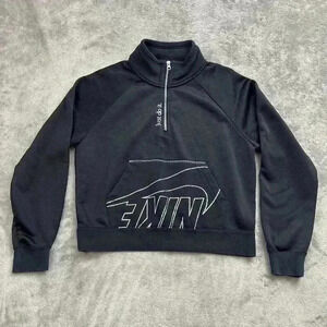 Nike Sweatshirt Womens Small Sportswear Icon Clash 1/4 Zip Fleece Pullover Black